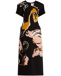 Roksanda Akemi Horse Print Silk Midi Dress