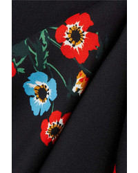 Sonia Rykiel Floral Print Crepe Midi Dress Black