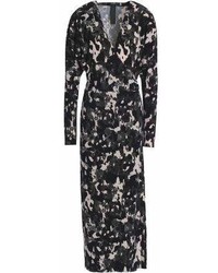 Norma Kamali Printed Stretch Jersey Wrap Midi Dress