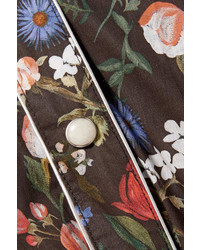 R 13 R13 Floral Print Cotton Voile Midi Dress Black