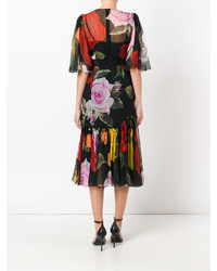 Dolce & Gabbana Rose Print Midi Dress