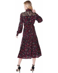 Juicy Couture Strawberry Print Silk Midi Dress