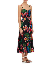 Valentino Tropical Print Silk Midi Dress