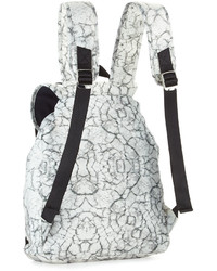 French Connection Indy Marble Print Nylon Backpack Marbleblack
