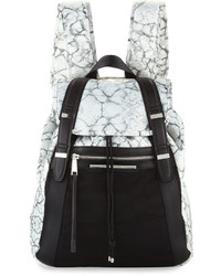 French Connection Indy Marble Print Nylon Backpack Marbleblack
