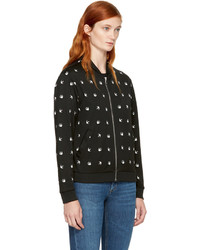 MCQ Alexander Ueen Black And White Micro Swallow Bomber Jacket