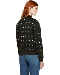 MCQ Alexander Ueen Black And White Micro Swallow Bomber Jacket