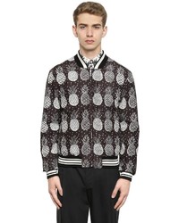 Dolce & Gabbana Pineapple Printed Nylon Bomber Jacket