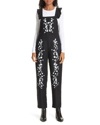Dolan Flounced Embroidered Jumpsuit