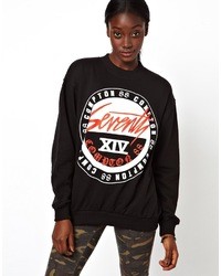 Asos Boyfriend Sweatshirt With Compton Print Black