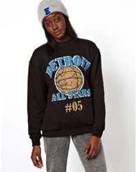 Asos Boyfriend Sweatshirt With Detroit All Stars Black