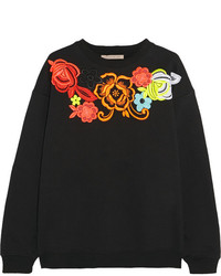 Christopher Kane Neon Guipure Lace Appliqud Cotton Blend Sweatshirt