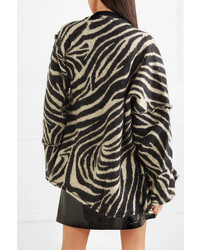 ALEXACHUNG Oversized Asymmetric Zebra Intarsia Sweater