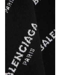 Balenciaga Oversized Intarsia Wool Blend Turtleneck Sweater Black