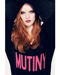 Wildfox Couture School Girl Mutiny V Neck Sweater In Clean Black