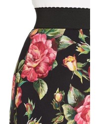 Dolce & Gabbana Dolcegabbana Rose Print Cady Pencil Skirt