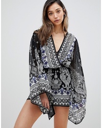 Influence Beach Playsuit With Fluted Sleeves