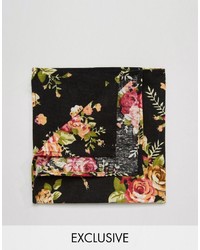 Reclaimed Vintage Floral Pocket Square In Black