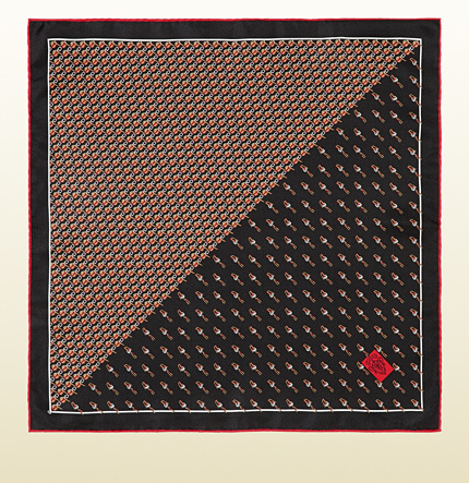 Gucci Black Silk Pocket Square