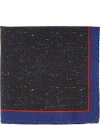 Barneys New York Speckled Herringbone Print Pocket Square Blue