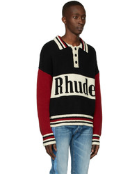 Rhude Black Red Rugby Polo