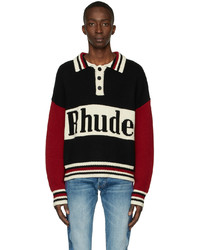 Rhude Black Red Rugby Polo