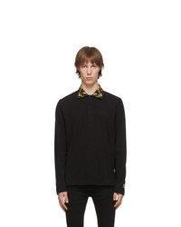 VERSACE JEANS COUTURE Black Shields And Chains Long Sleeve Polo