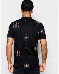 Asos Brand Jersey Polo With Geo Tribal Print