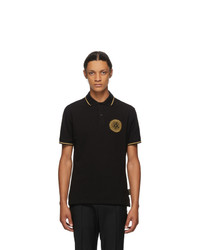 VERSACE JEANS COUTURE Black And Gold Logo Polo