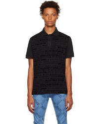 VERSACE JEANS COUTURE Black Flocked Polo