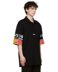 Versace Black Paneled Polo