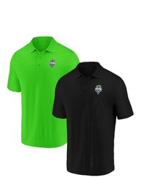 FANATICS Branded Blackgreen Seattle Sounders Fc Primary Logo Two Pack Polo Set