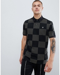 G Star Checkerboard Polo Shirt In Black