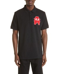 Burberry Clarkbourne Embroidered Graphic Cotton Polo In Black At Nordstrom