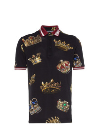 Dolce & Gabbana Crown Print Cotton Polo Shirt