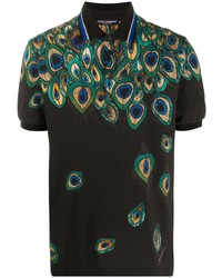 Dolce & Gabbana Feather Print Piqu Polo Shirt