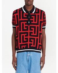 Balmain Monogram Pattern Polo Shirt