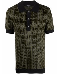 Balmain Monogram Pattern Short Sleeve Polo Shirt