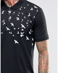 Asos Muscle Polo Shirt With Bird Yoke Print