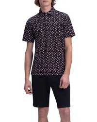 Bugatchi Ooohcotton Flamingo Tech Polo In Black At Nordstrom