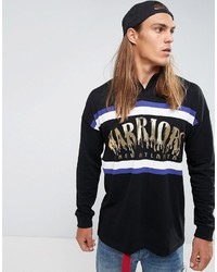 Asos Oversized Long Sleeve Rugby Polo With Warriors Foil Print