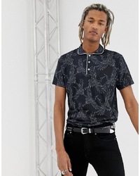 ASOS DESIGN Polo With All Over Print And Piping At Collar