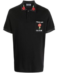 VERSACE JEANS COUTURE Rose Print Cotton Polo Shirt