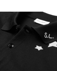 Saint Laurent Slim Fit Printed Cotton Piqu Polo Shirt