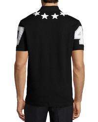 Givenchy Star Print Knit Polo Shirt Black