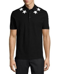 Givenchy Star Print Knit Polo Shirt Black