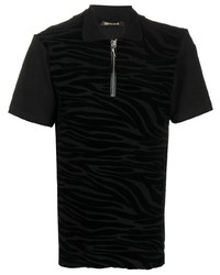 Roberto Cavalli Zebra Print Zipped Polo Shirt