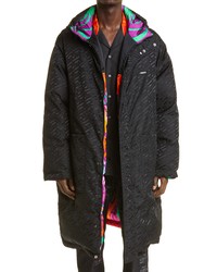 Versace Quilted Down Reversible Puffer Jacket In Black At Nordstrom
