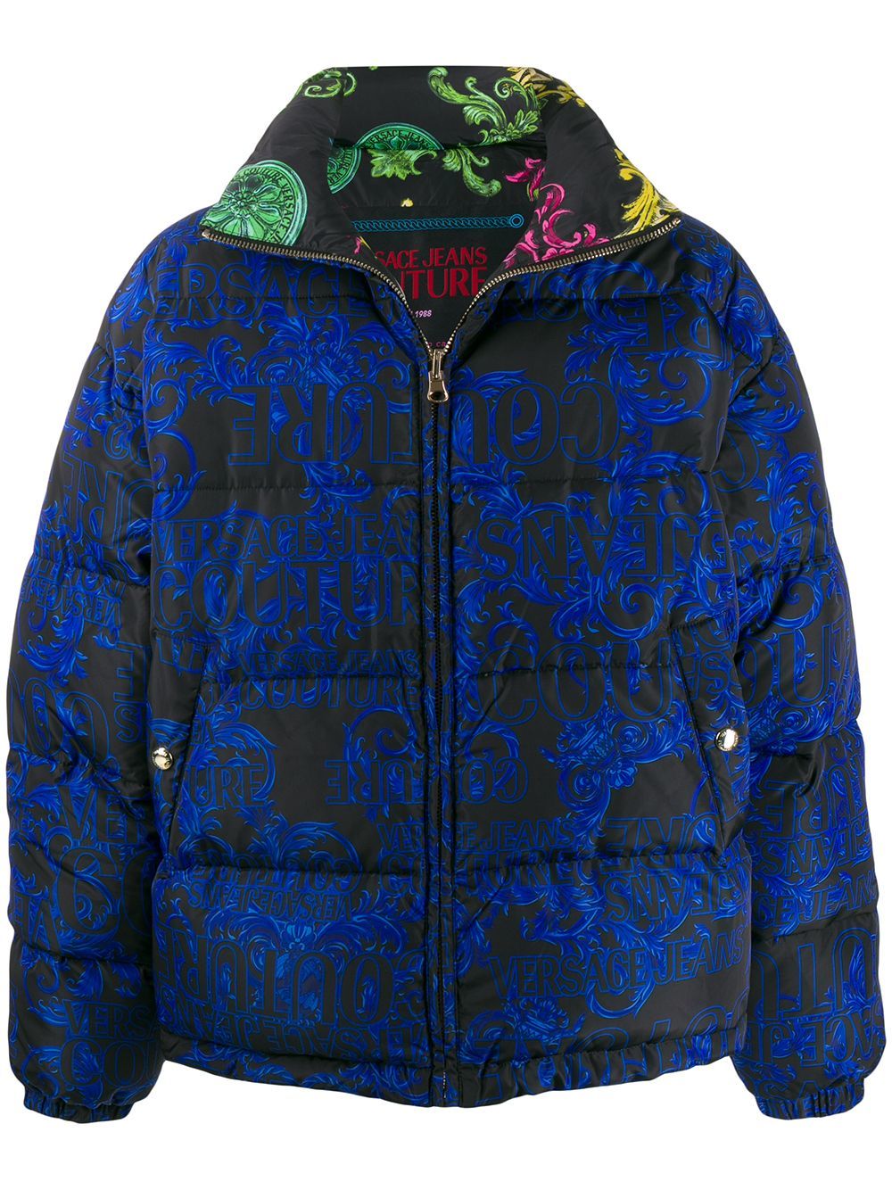 VERSACE JEANS COUTURE Baroque Print Reversible Puffer Coat, $779 ...