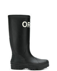 Black Print Rain Boots